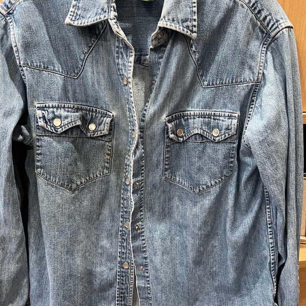 Ralph Lauren Light Blue Denim  Pearl Snap Western shirt